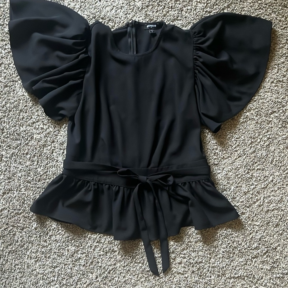 Express Black Ruffled Top Size S